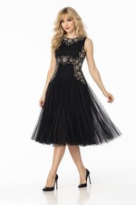 Johnny Was Golden Flower Navy Embellished Mesh Dress 6 Boho Whimsigoth Fairy