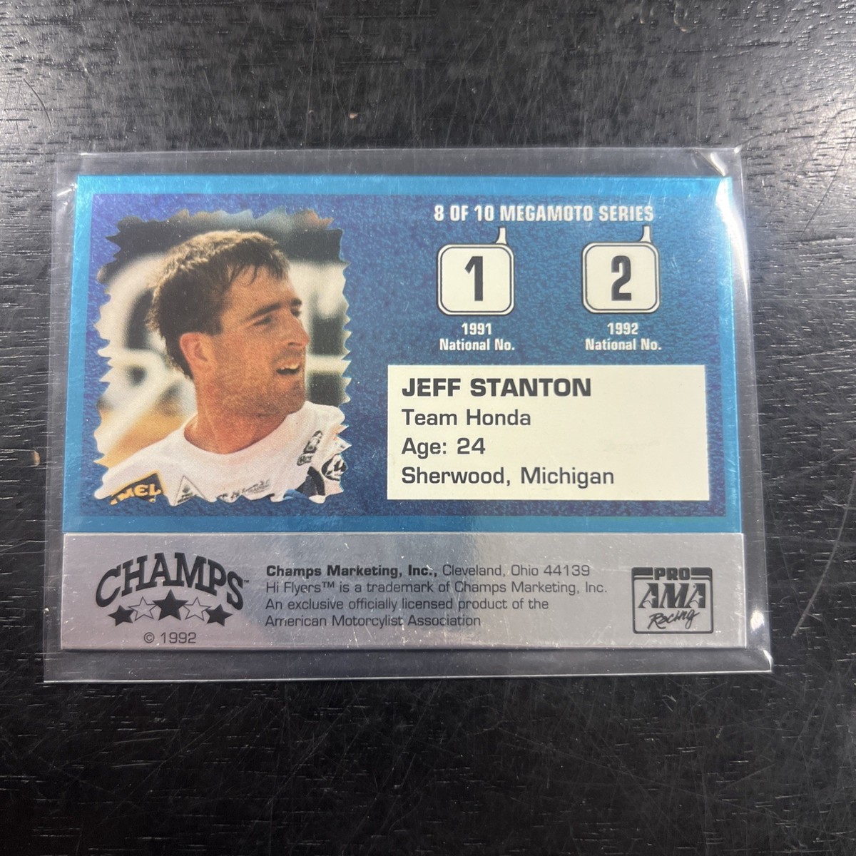 シングルカード sample 1992 Champs Hi-Flyers MEGAMOTO Jeff Stanton #8 Motocross Card (N3