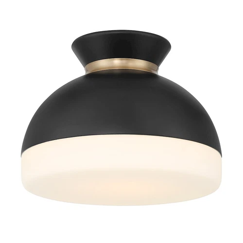 Crystorama Gidget 1 Light Flush Mount, Black/Gold/Etched Opal - GID-4000-MK-VG - Picture 1 of 1