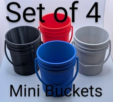 Desktop Pen Holder — Mini 5 Gallon Bucket Desk Organizer, 4-Pack in 4 Colors