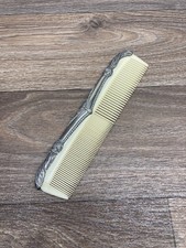Vintage Silver Plated Hand Comb Mid Century Modern Embossing Victorian
