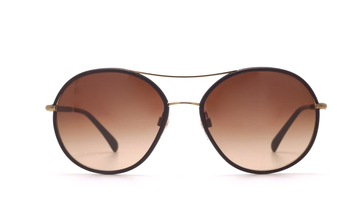 CHANEL Polarized Aviator Metal Frame Brown Lens Women\'s Sunglasses Silver \