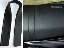 BLACK SEAT STRAP COVER FOR MOTORCYCLE BEST QUALITY ITALIAN LEATHER GREEN STITCH