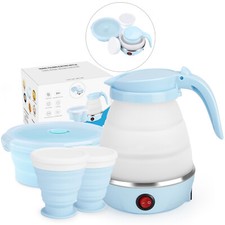 Hervidor de agua eléctrico portátil con 1 cuenco plegable y 2 tazas 600ML 110V EE. UU.