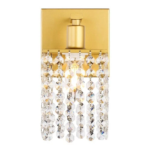 Living District Phineas 1-Light Mid-Century Metal Wall Sconce in Brass and Clear - Picture 1 of 7