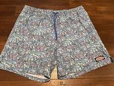 Vineyard Vines Swim Trunks Mens Size Large Pink Reef Blue Fish Board Shorts