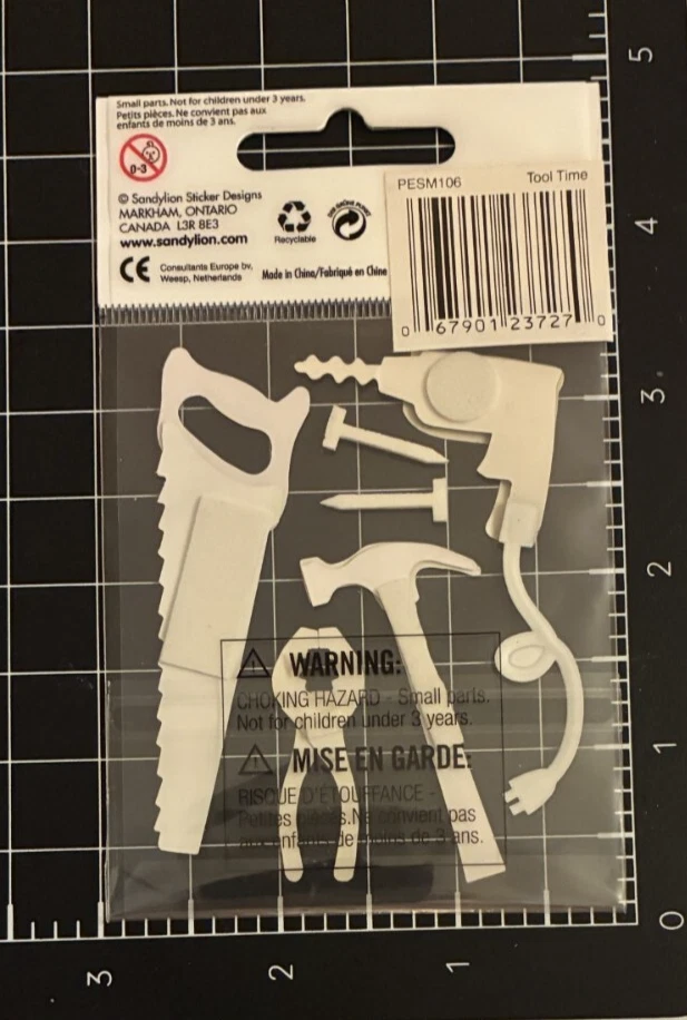 Sandylion Essentials "TOOL TIME" Adesivos Dimensionais Dia dos Pais Martelo, Broca - Imagem 2 de 2