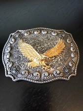 Jean's Friend Eagle Belt Buckle Two Tone Very Decorative Detailed