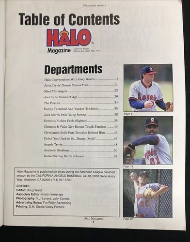 California Angels 1992 Halo Scorebook Magazine GaryGaetti Cover Unscored Red Sox - Picture 4 of 7