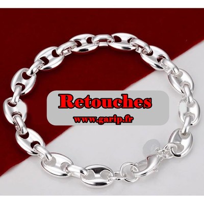 Armband Kaffeebohnen 925 Silber plattiert 17 cm 8 mm gemischt Herren Damen