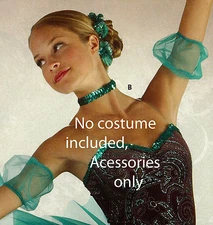 New Ballet Dance Accessories set Jade Tulle Sleeves Flower Wreath Sequin Choker 