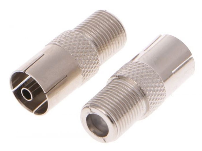 2 x Female F Type to RF Coax Socket Adaptors TV Aerial Connector Converter
