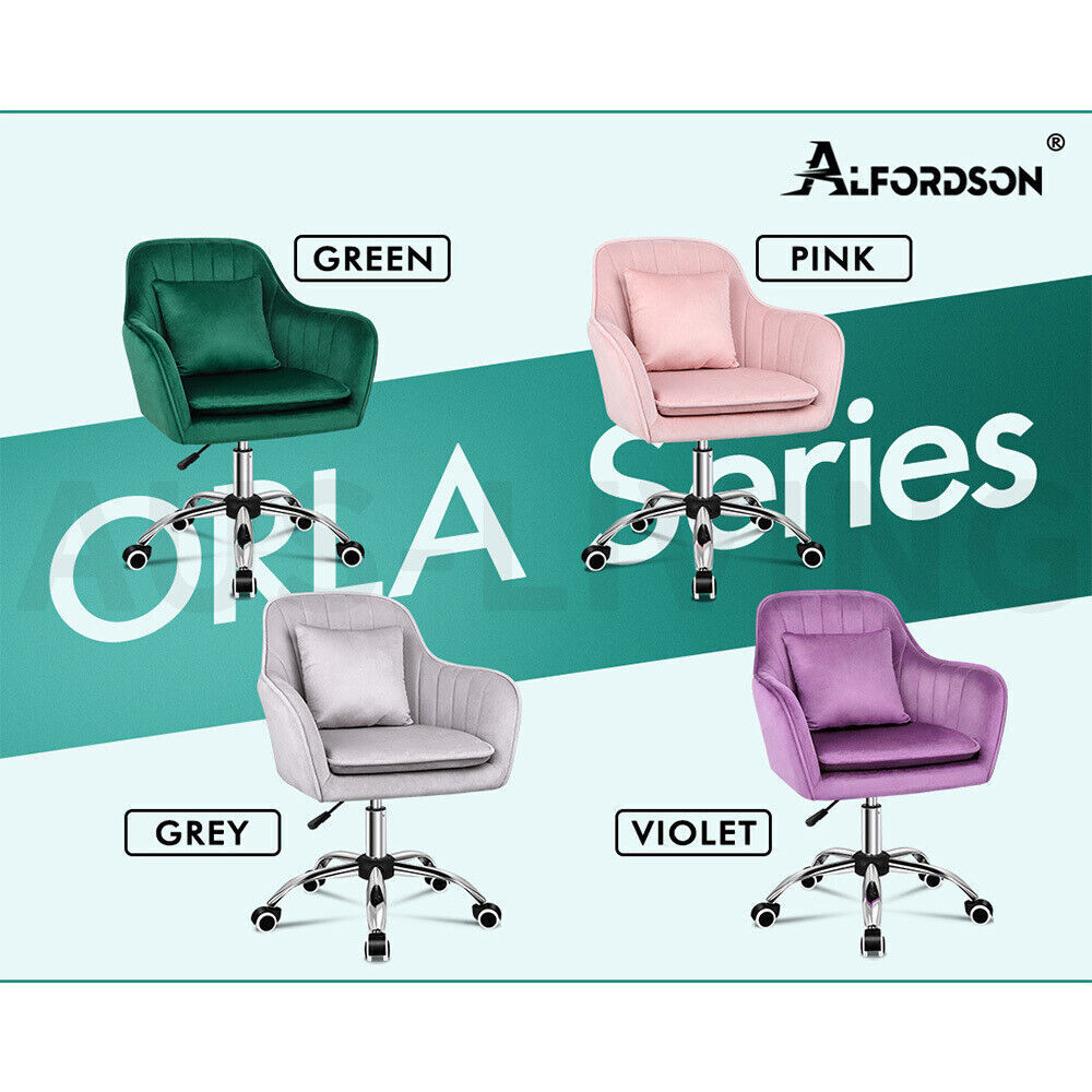 ALFORDSON Velvet Office Chair Fabric Armchair Computer Swivel Study