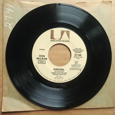 DON MCLEAN Dreidel/Bronco Bill's Lament 45 7'' POP ROCK Record Vinyl Records