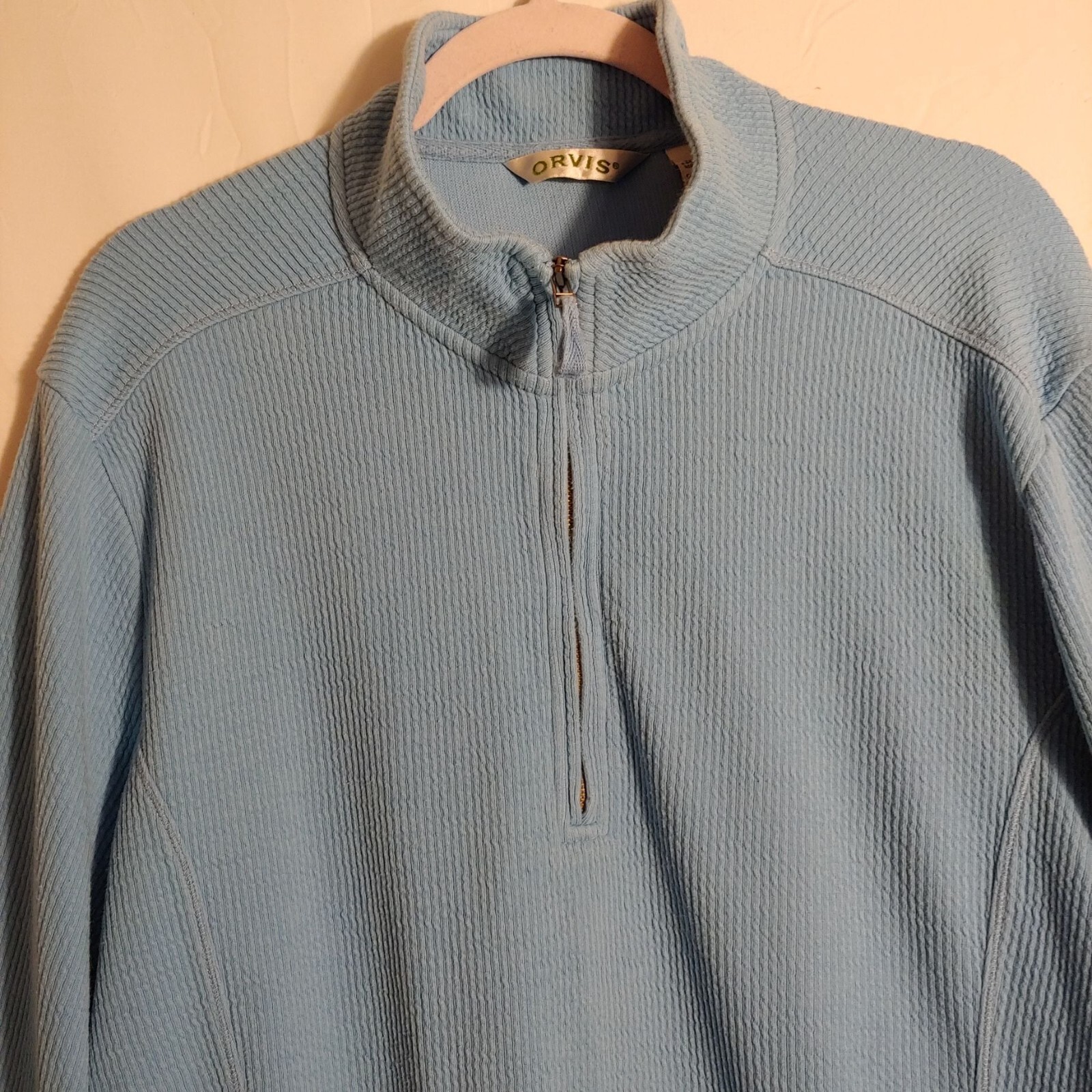 Orvis light blue half zip pullover sweatshirt kan… - image 2