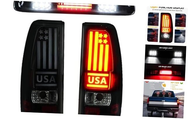 Smoke LED Tail Lights + 3rd Brake Light for Chevy Silverado 1500