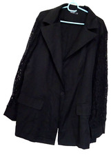 2 xL giacca nera maniche pizzo senza tasche chiusura singolo bottone nuova