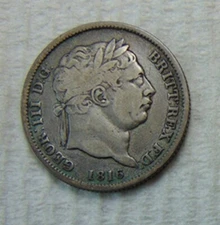 1816 GREAT BRITAIN 1 SHILLING .925 SILVER COIN ~ GEORGE III