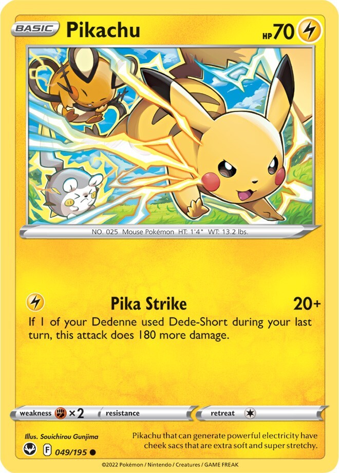 Pikachu 049/195 Silver Tempest Pokemon Card NM | eBay