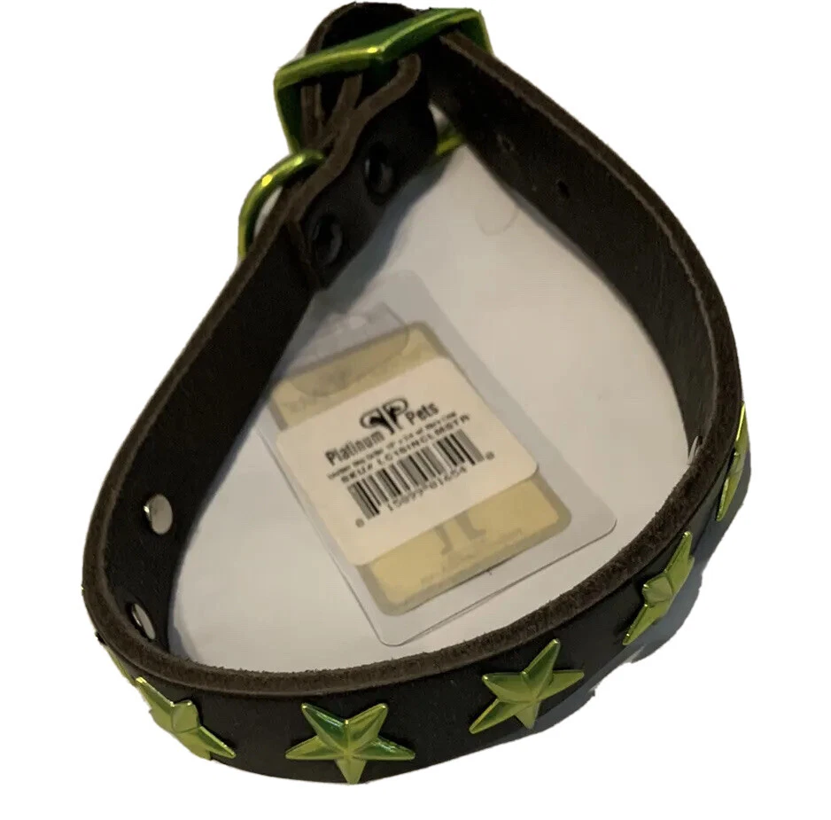 Collar de cuero para perro Platinum Pets, estrellas lima, 15" x 3/4" Foto 2 de 3