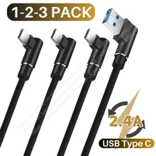 3/6/10Ft 90Degree Right Angle USB C Fast Charger Cable TypeC For Samsung/Android