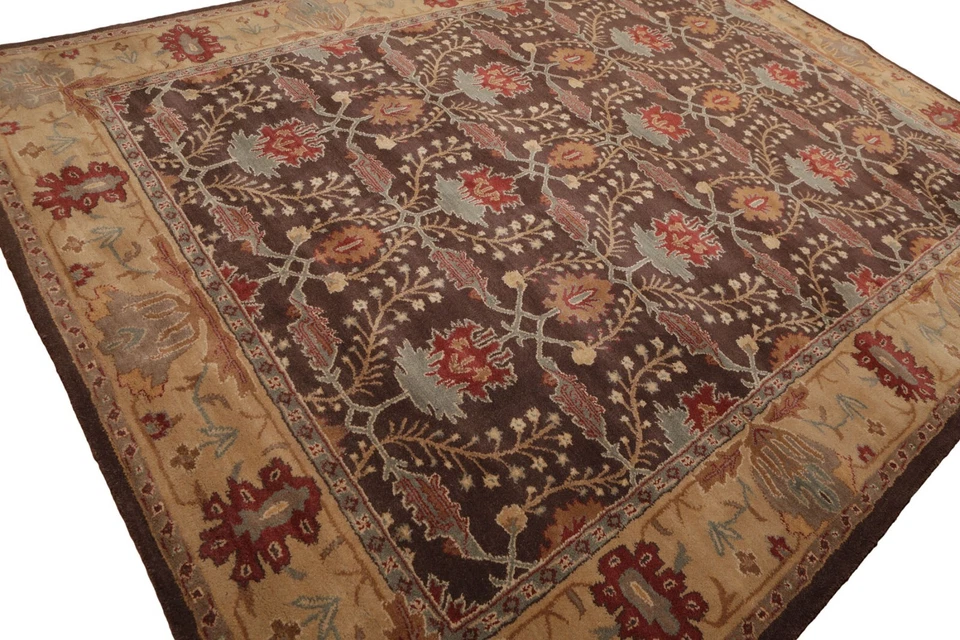 Alfombra oriental tradicional de lana hecha a mano WILLIAM MORRIS MARRÓN VARIAS TALLAS Foto 4 de 4