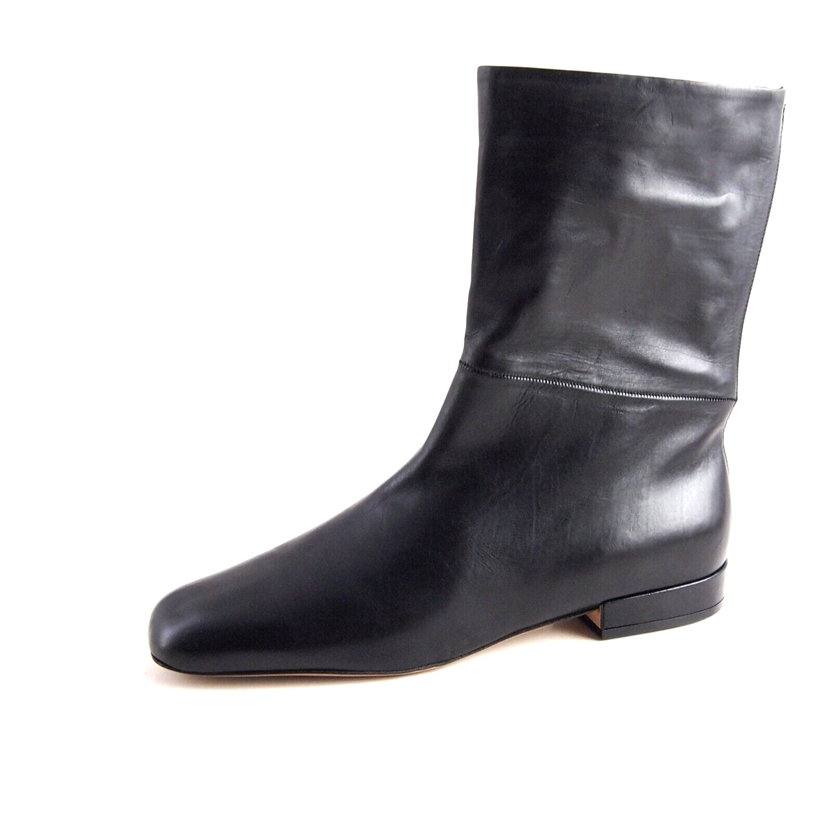 Celine Mid Calf Boots Phoebe Philo Black Leather Square Toe Celine Mid Calf Boots Phoebe Philo Black Leather Square Toe