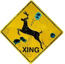 Deer Xing Crossing Sign by Hangtime yellow black