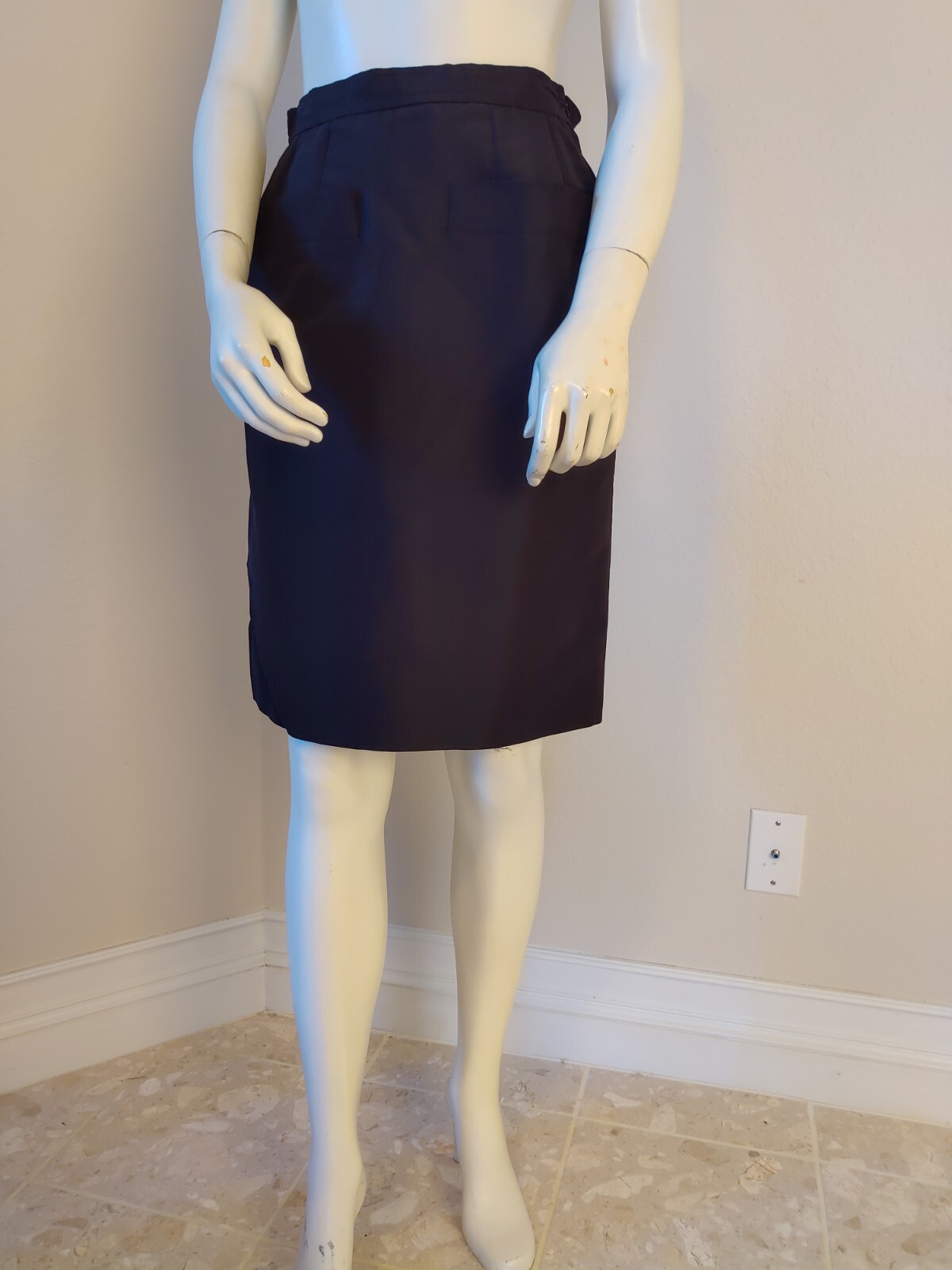 Gonna in taffetà di seta nera Yves Saint Laurent Rive Gauche