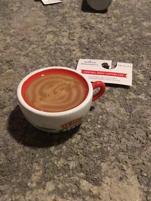 HallMark  *CENTRAL PERK* Cafe Coffee Cup Decoupage 4  Ornament