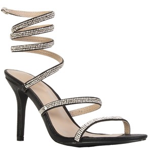 thigh high diamond wrap heels