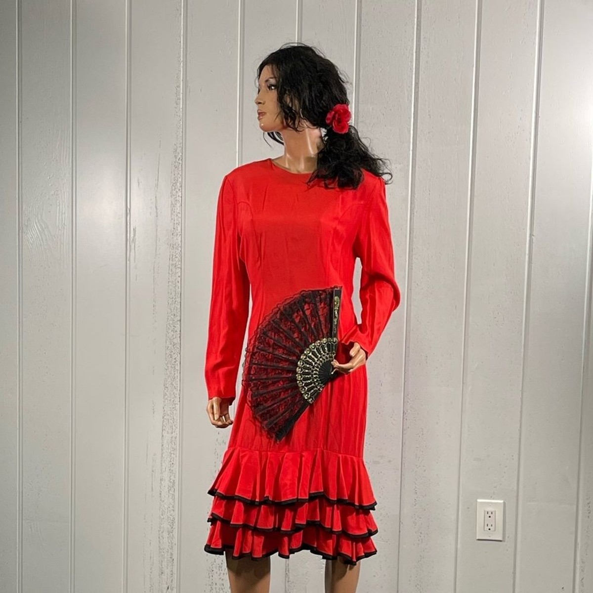 Women's Red & Black Flamenco Dancer Dress Costume