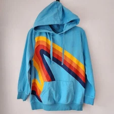 Aldi Gear Blue Hoodie Hooded Sweatshirt Front Logo Graphic Cozy Women's M