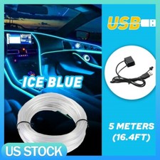 Car Interior Led Decor Atmosphere Wire Light Strip Bar Lamp Ice Blue 5m Usb Line