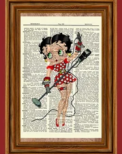 Betty Boop Dictionary Art Print Poster Picture Vintage Book Collectible