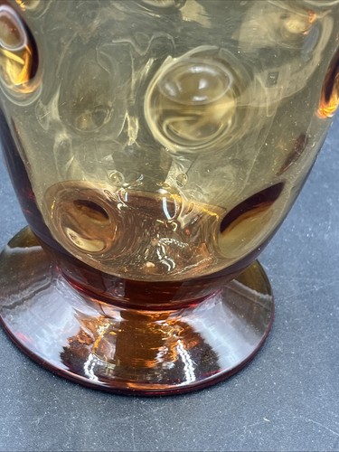 Webb Amber Glass Bulls Eye Vase Signed 1950s MCM - Picture 7 of 8