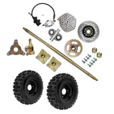 32" Rear Axle Kit 428 Sprocket 3 Stud Hub Brake 6" Wheels ATV Quad Go Cart