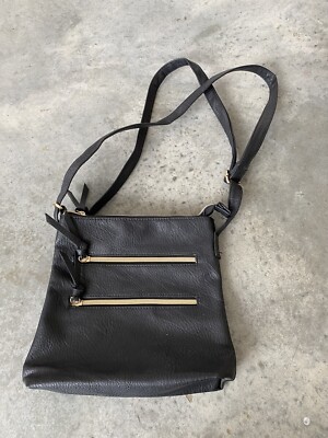 Faux Vegan Black EAC Pebbled Leather Shoulder Bag Purse