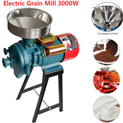 110V Electric Grain Mill Grinde Commercial Grain Grinder Dry Wet Machine 3000W