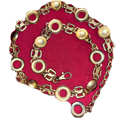 GOLDEN Geometric CHAIN LINK BELT 41  Long Vintage Gypsy Trendy Lobster Clasp Mod