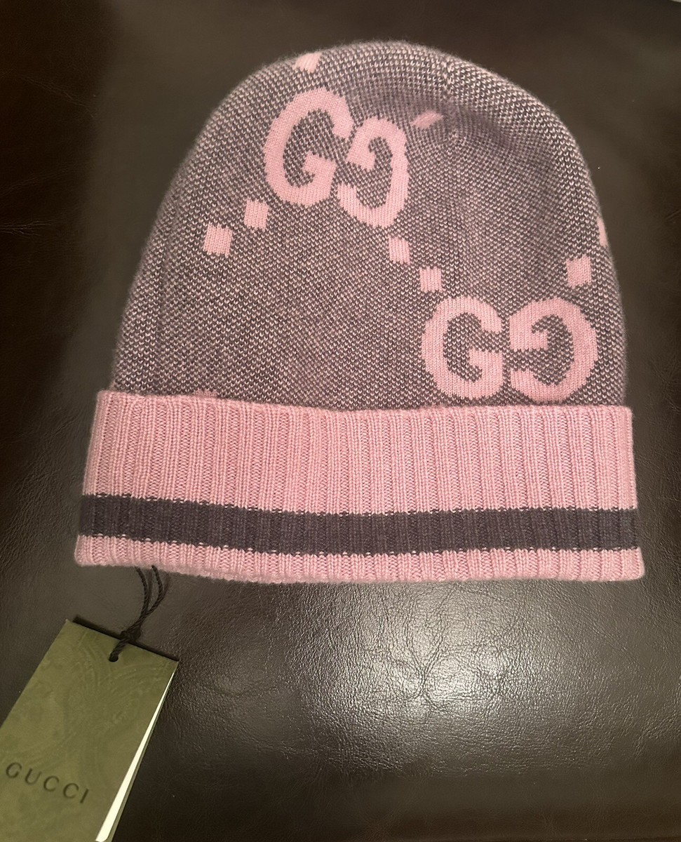 【GUCCI】GG カシミア ニット 帽子 キャップ pink 送料関税込 GUCCI GG Knit Cashmere Hat - Size M (Pink/Grey) | eBay