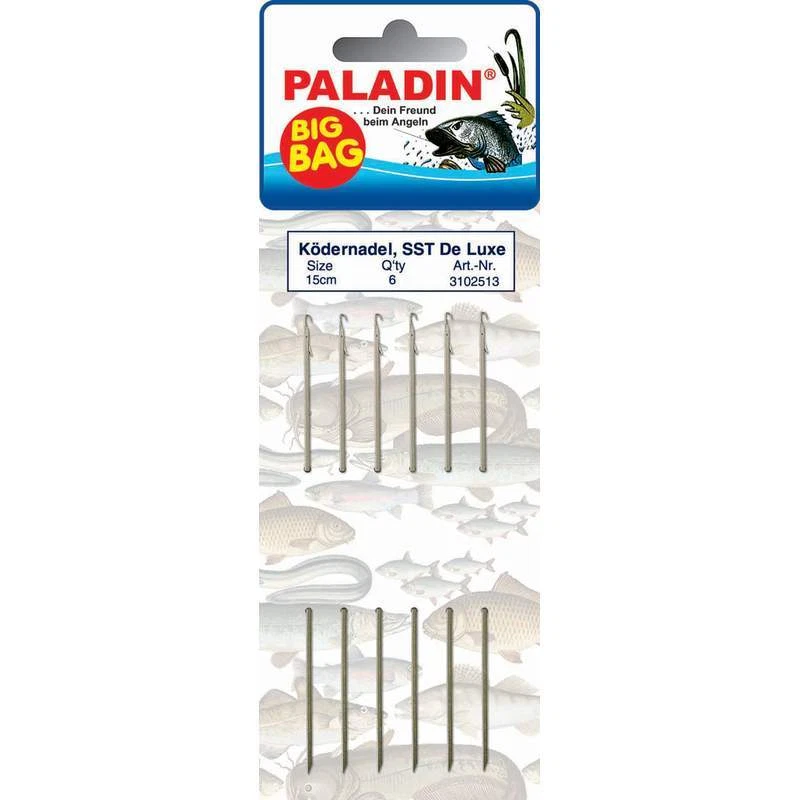 Paladin Ködernadeln SST Deluxe 15 cm 6 Stück Wurmnadel Mit Klappöse