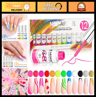 12 Colors Neon Gel Nail Polish Set - Glitter & Matte Art Painting Tools for DIY