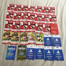 Giant Lot Of Used Nintendo E Shop Playstation And V-bucks Gift Cards All Used  