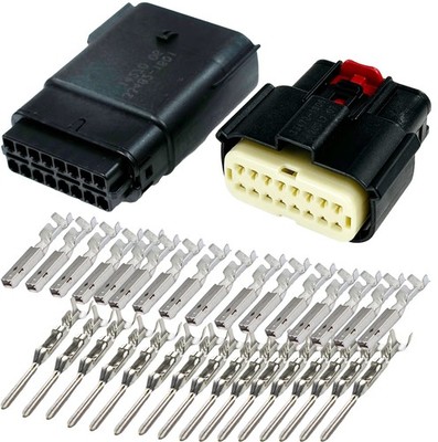 Molex 16 Pin Wire Connector, Harley BLACK Waterproof, Sealed Kit, MX150