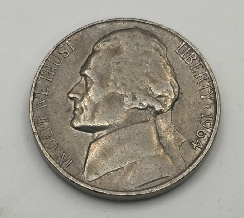 1964 Jefferson Nickel 5C No Mint Mark United States Coin Circulated
