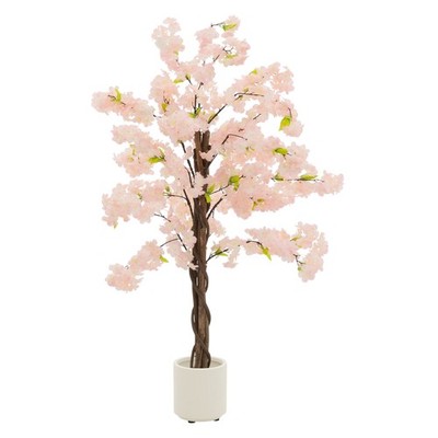 Künstlich Kirschbaum mit rosa Blüten Deko Baum Kunstpflanze im Topf 120 cm