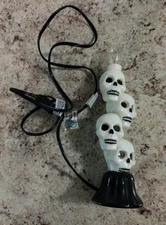 Vintage Stacked Skeletons Candolier Flickering Candle Light 9" Halloween