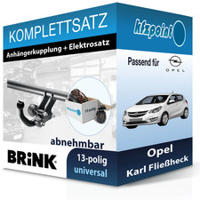 BRINK Anhängekupplung abnehmbar und E-Satz 13polig für Opel Karl Fließheck 15-19