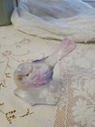 Fenton Handpainted Iridescent Glass Glitter Bird on a Log 5238 LO
